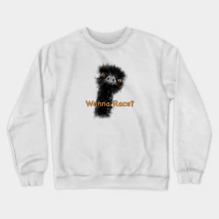 Whimsical Emu Racer Crewneck Sweatshirt